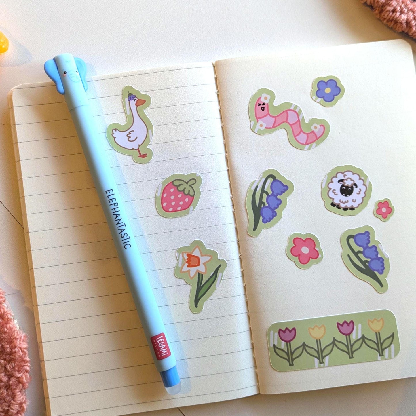 Spring Has Sprung Sticker Sheet- Spring Stickers, Floral Stickers, Gardening Stickers, Worm Stickers, Duck Stickers, Strawberry Stickers