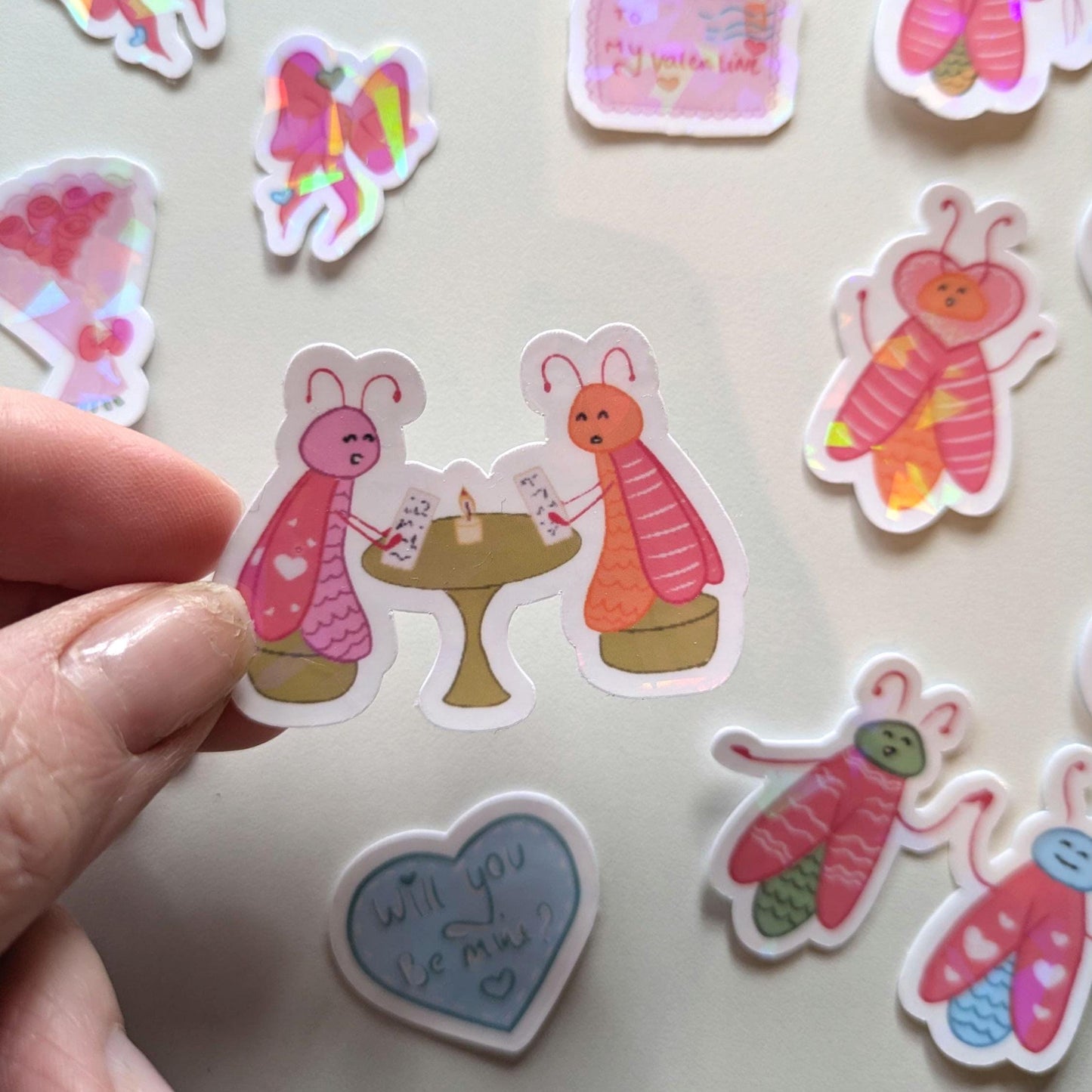 Love Bugs Vinyl Sticker Pack- Waterproof Stickers, Valentines Stickers, Galentines, Palentines, LGBTQ Valentines, Kawaii Stickers