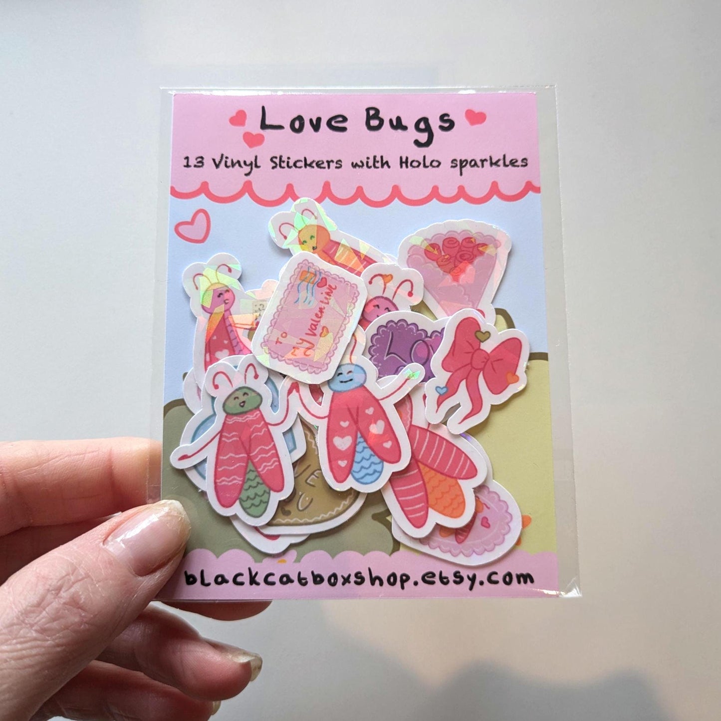 Love Bugs Vinyl Sticker Pack- Waterproof Stickers, Valentines Stickers, Galentines, Palentines, LGBTQ Valentines, Kawaii Stickers