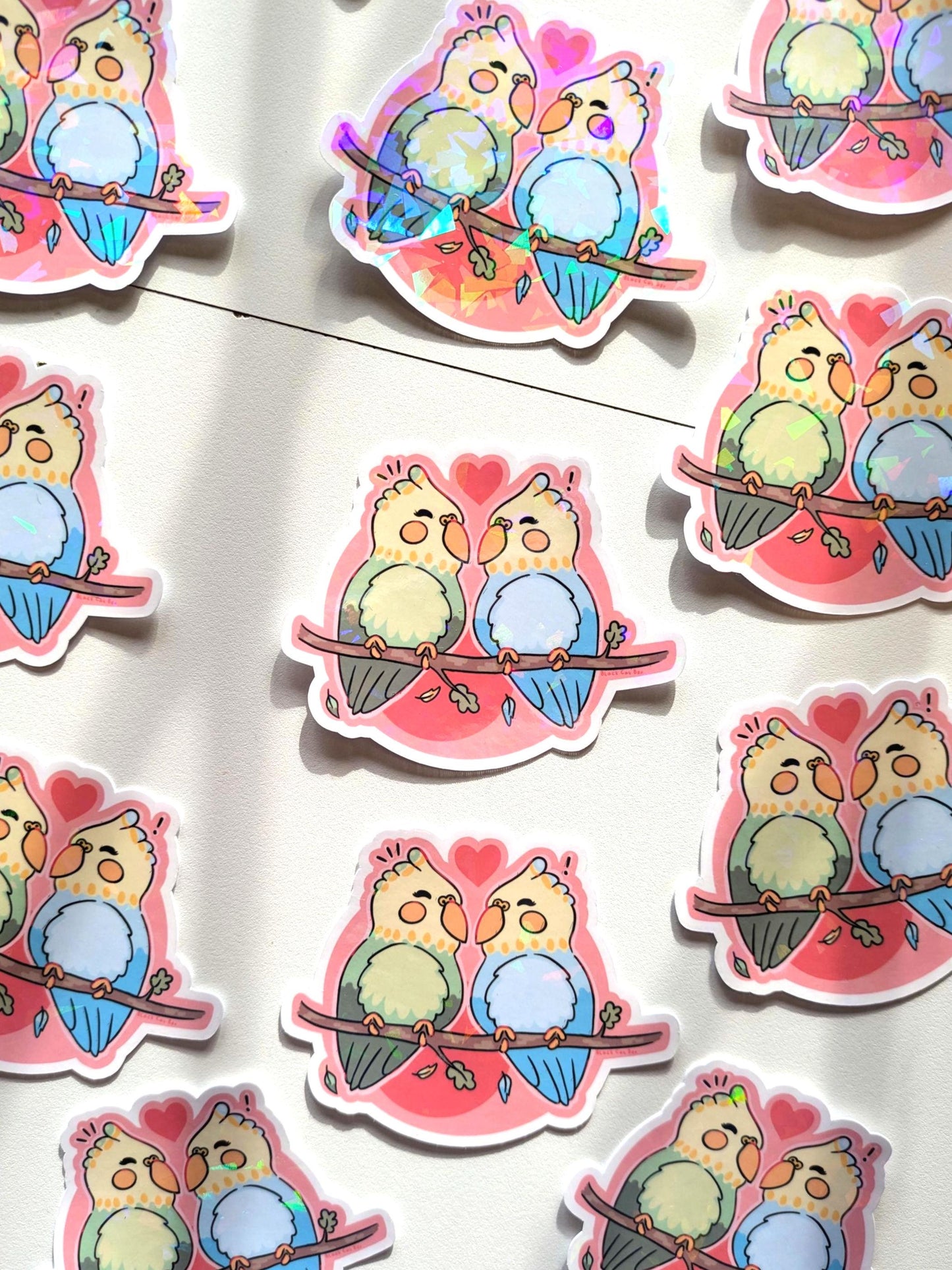 Love Birds Waterproof Vinyl Sticker- Valentines Day, Galentines Gift, Palentines Gift, Valentines Gift, Kawaii Stickers, LGBTQ Valentines