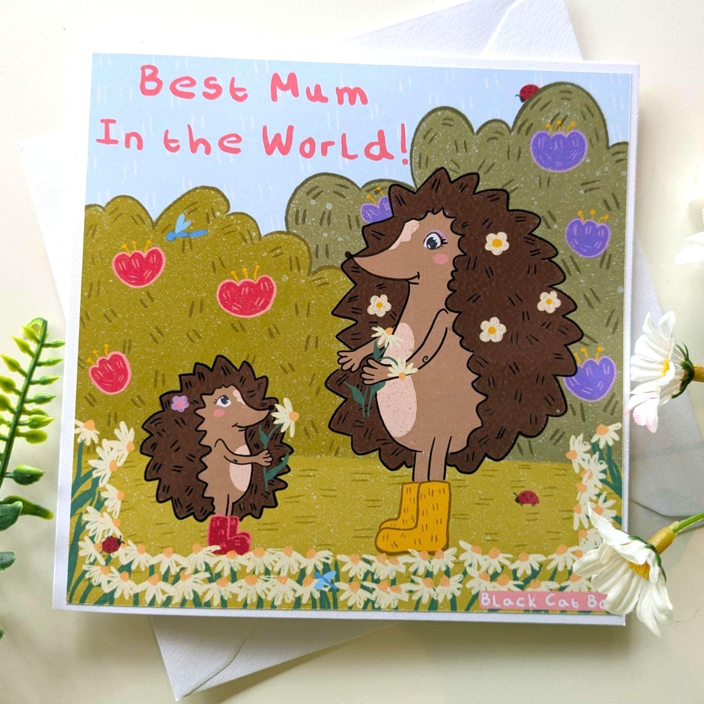Hedgehog Mothers Day Cards -Best Mom Card, Grandma Card, Kids Mothers Day Card, Floral Mothers Day Card, Happy Mothers day Card