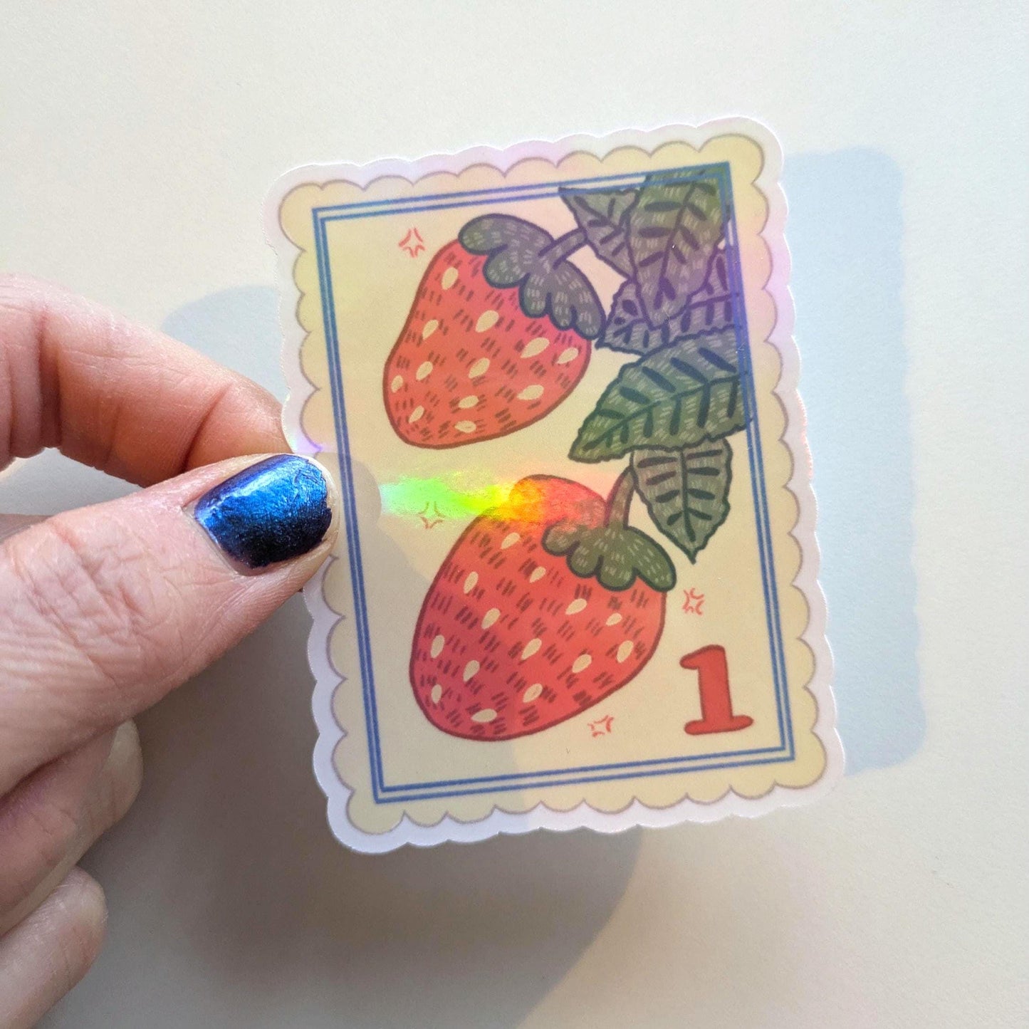 Strawberry Sticker- Waterproof Sticker, Vinyl, Holo Sticker, Laptop Decals, Journal Sticker, Planner sticker