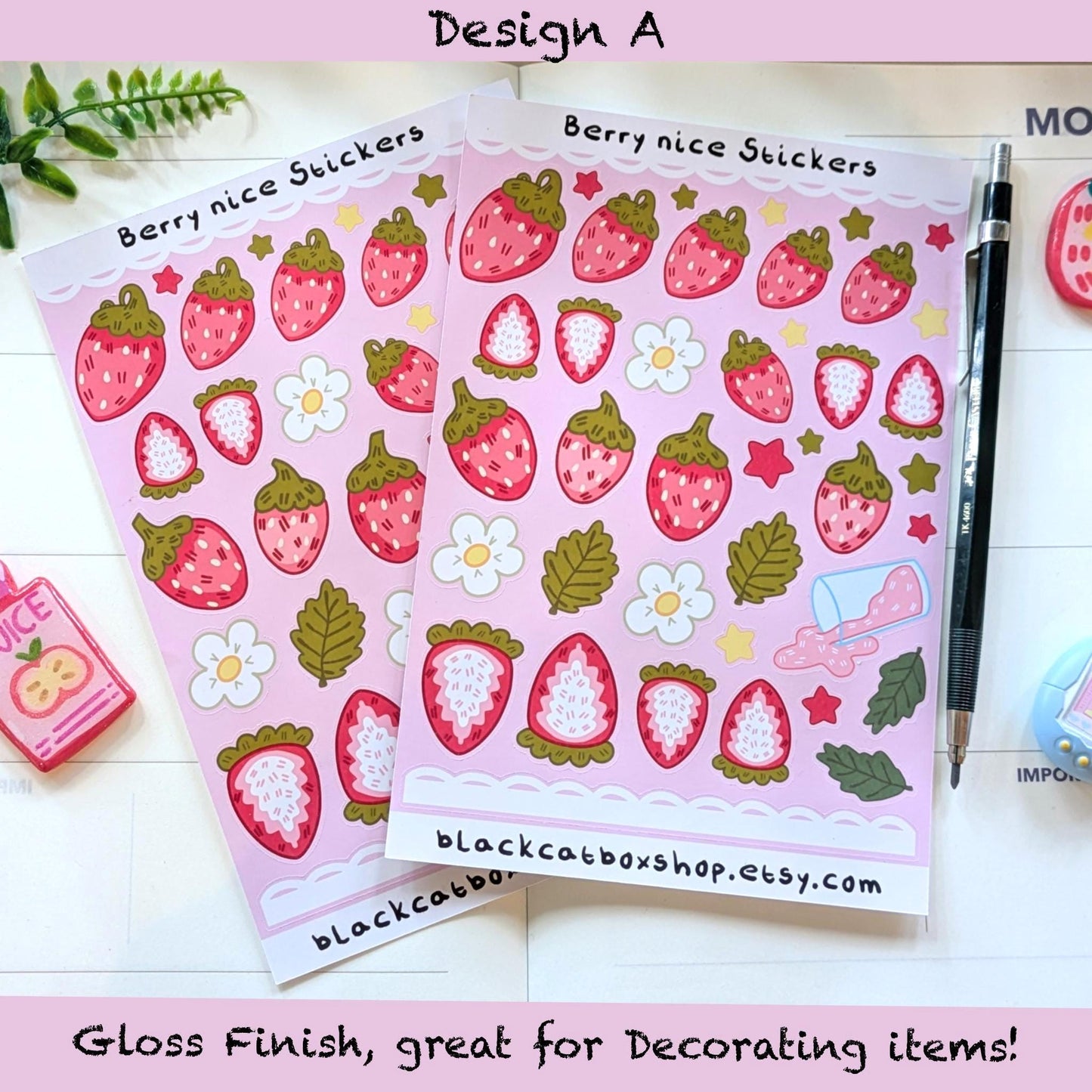 Berry Nice Sticker Sheets- Spring Stickers, Floral Stickers, Gardening Stickers, Strawberry Stickers, Kawaii Stickers, Journal Stickers