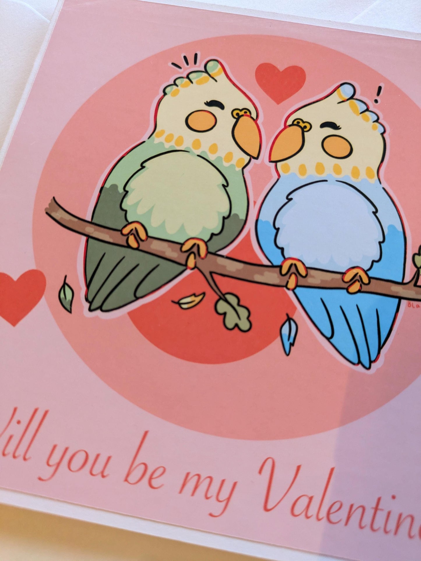 Love Bird valentines Card- BFF Valentines Cards, Galentines Cards, Palentines Cards, LGBTQ+ Valentines Cards, Inclusive love, Budgie Card