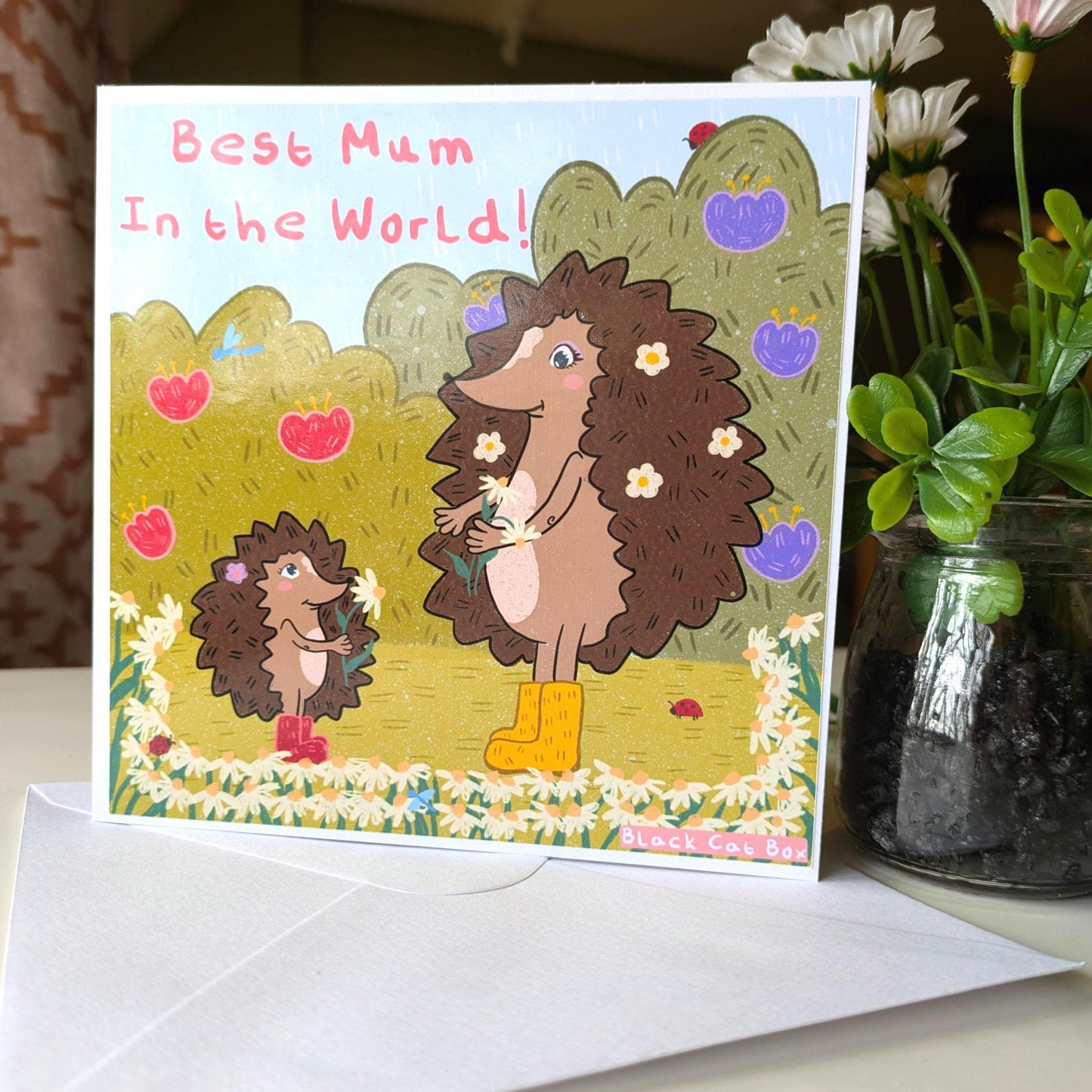 Hedgehog Mothers Day Cards -Best Mom Card, Grandma Card, Kids Mothers Day Card, Floral Mothers Day Card, Happy Mothers day Card
