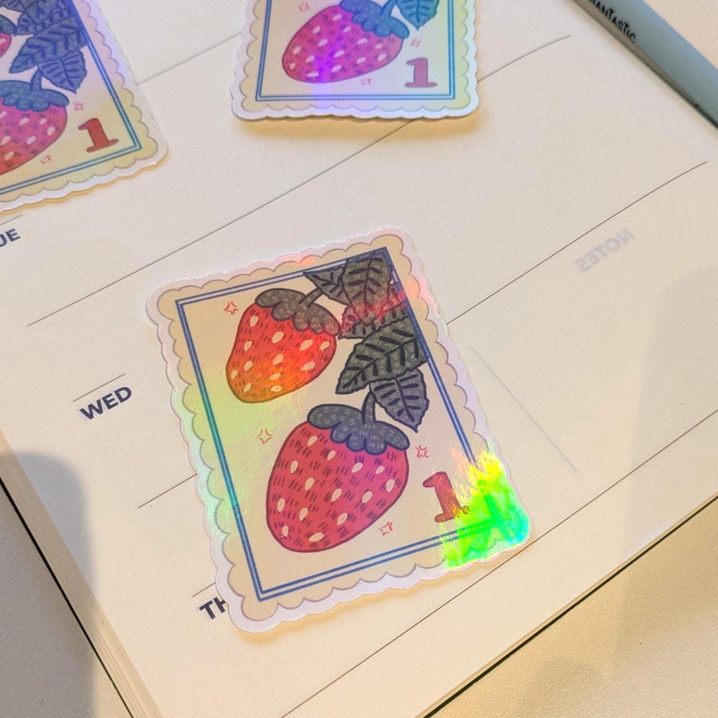 Strawberry Sticker- Waterproof Sticker, Vinyl, Holo Sticker, Laptop Decals, Journal Sticker, Planner sticker