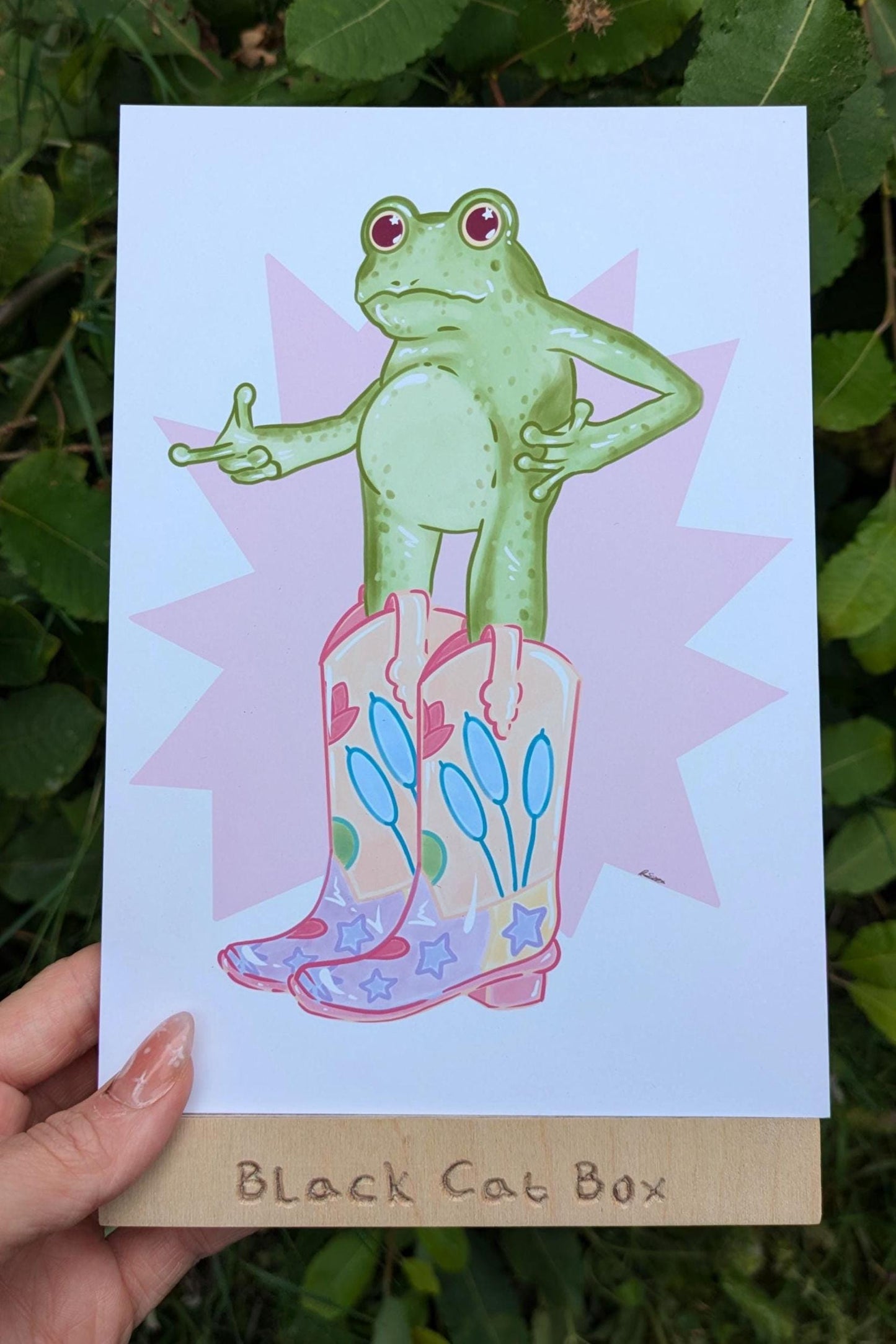 Cowboy Frog Art Print- Kawaii frog print, Cute print, Western Poster, Cowboy Boot Print, Student decor