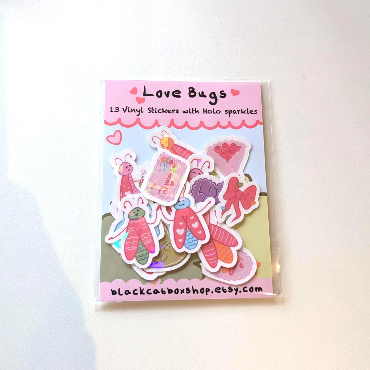 Love Bugs Vinyl Sticker Pack- Waterproof Stickers, Valentines Stickers, Galentines, Palentines, LGBTQ Valentines, Kawaii Stickers