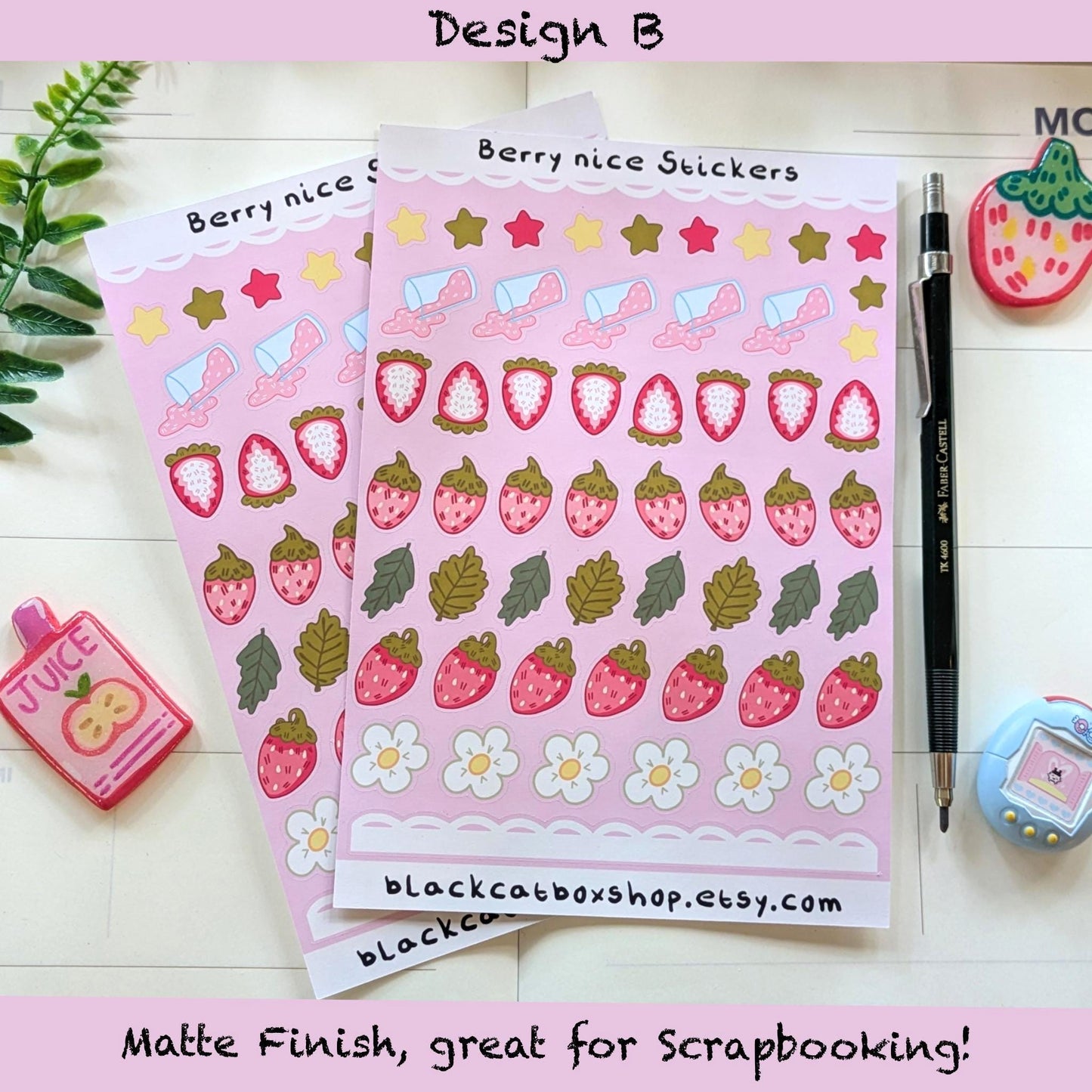 Berry Nice Sticker Sheets- Spring Stickers, Floral Stickers, Gardening Stickers, Strawberry Stickers, Kawaii Stickers, Journal Stickers