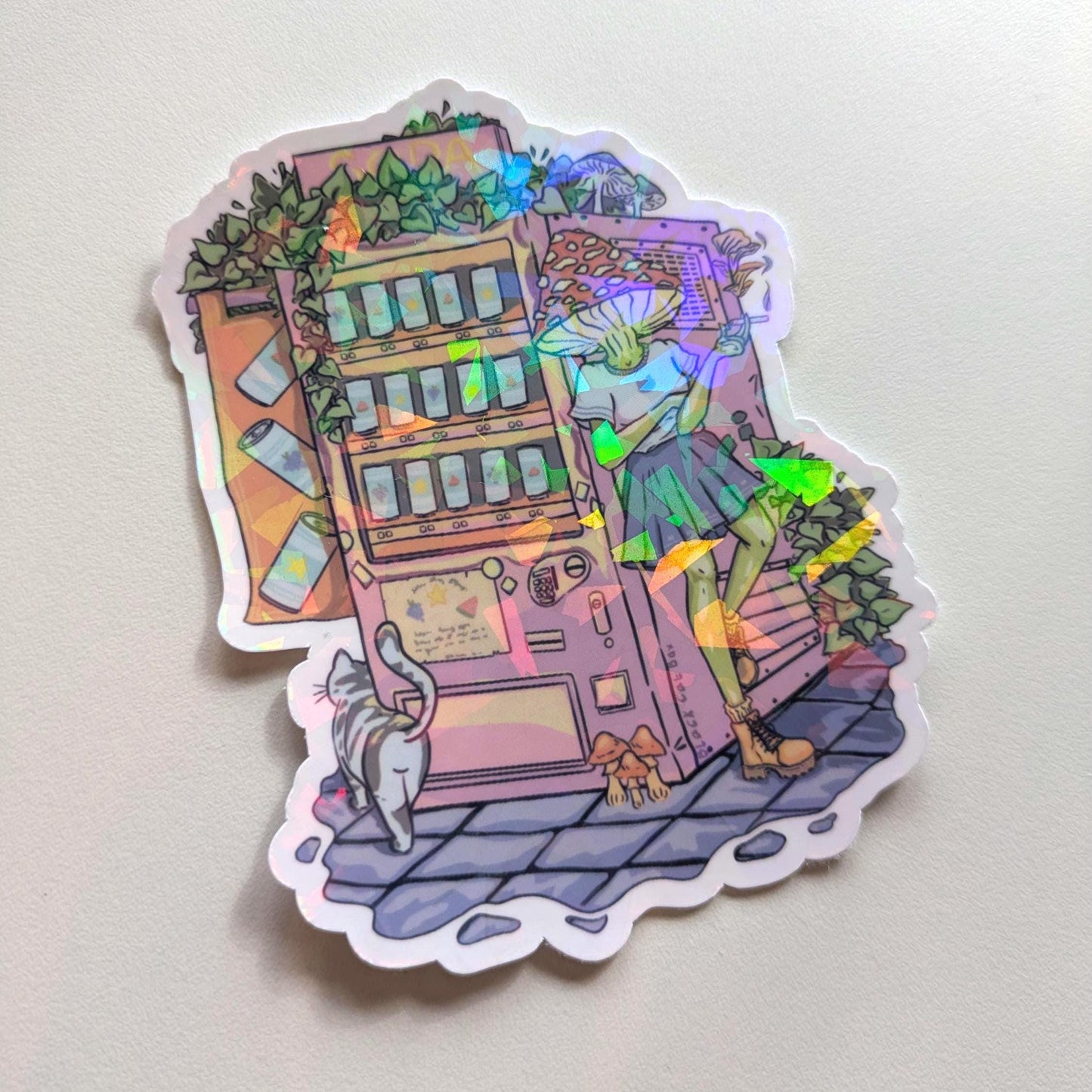 Waterproof Vinyl Sticker- Vending machine, soda can, Illustration sticker, Lo-fi aesthetic, Tokyo , Japanese aesthetic, Anime sticker