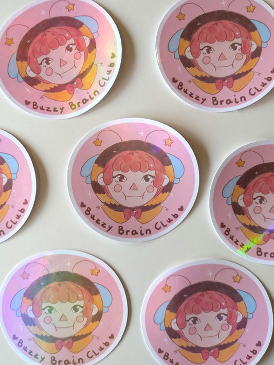 Buzzy Brain Club Sticker- ADHD Sticker, Autism Sticker, OCD Sticker, Anxiety Sticker, Neurodivergent Sticker, Mental Health Stickers