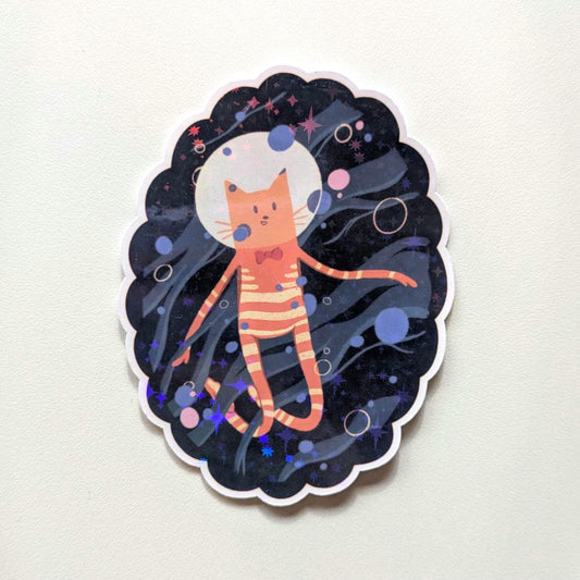 Space Cat Waterproof Vinyl sticker-kawaii sticker, laptop sticker, journal sticker, Cat sticker, Cat lover sticker