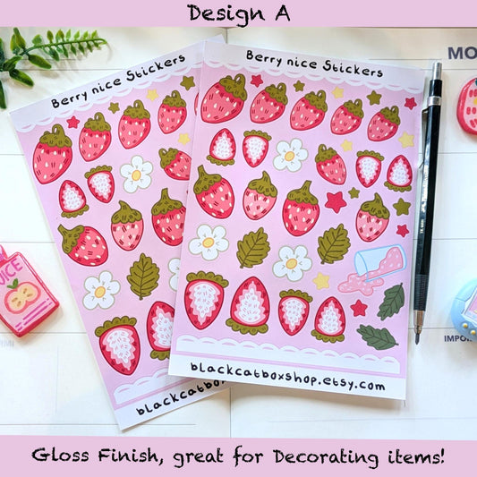 Berry Nice Sticker Sheets- Spring Stickers, Floral Stickers, Gardening Stickers, Strawberry Stickers, Kawaii Stickers, Journal Stickers