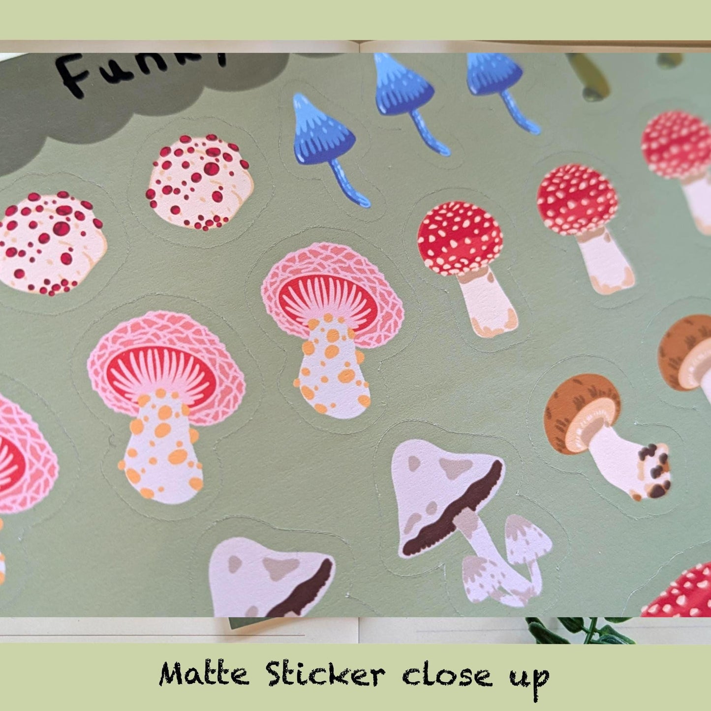 Funky Fungi Sticker Sheets- Mushroom Sticker Sheet, Fungi Stickers, Forest Stickers, Toadstool Stickers, Kawaii Stickers, Journal Stickers
