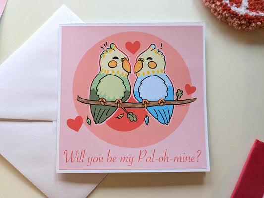 Love Bird valentines Card- BFF Valentines Cards, Galentines Cards, Palentines Cards, LGBTQ+ Valentines Cards, Inclusive love, Budgie Card