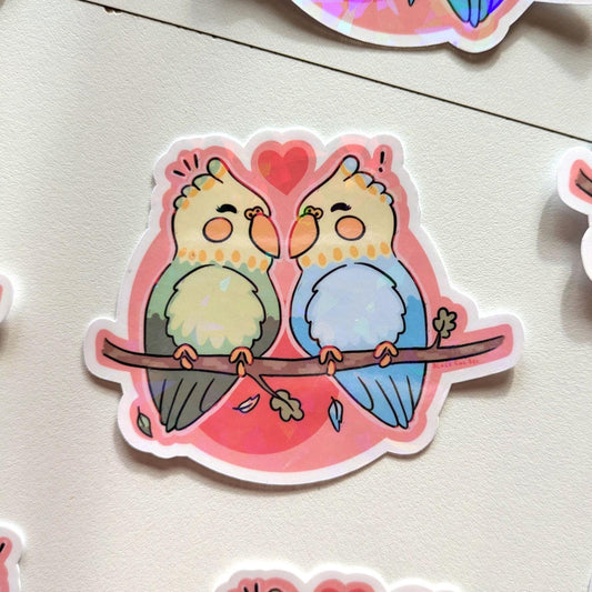 Love Birds Waterproof Vinyl Sticker- Valentines Day, Galentines Gift, Palentines Gift, Valentines Gift, Kawaii Stickers, LGBTQ Valentines