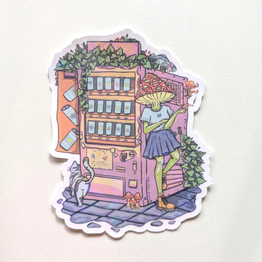 Waterproof Vinyl Sticker- Vending machine, soda can, Illustration sticker, Lo-fi aesthetic, Tokyo , Japanese aesthetic, Anime sticker