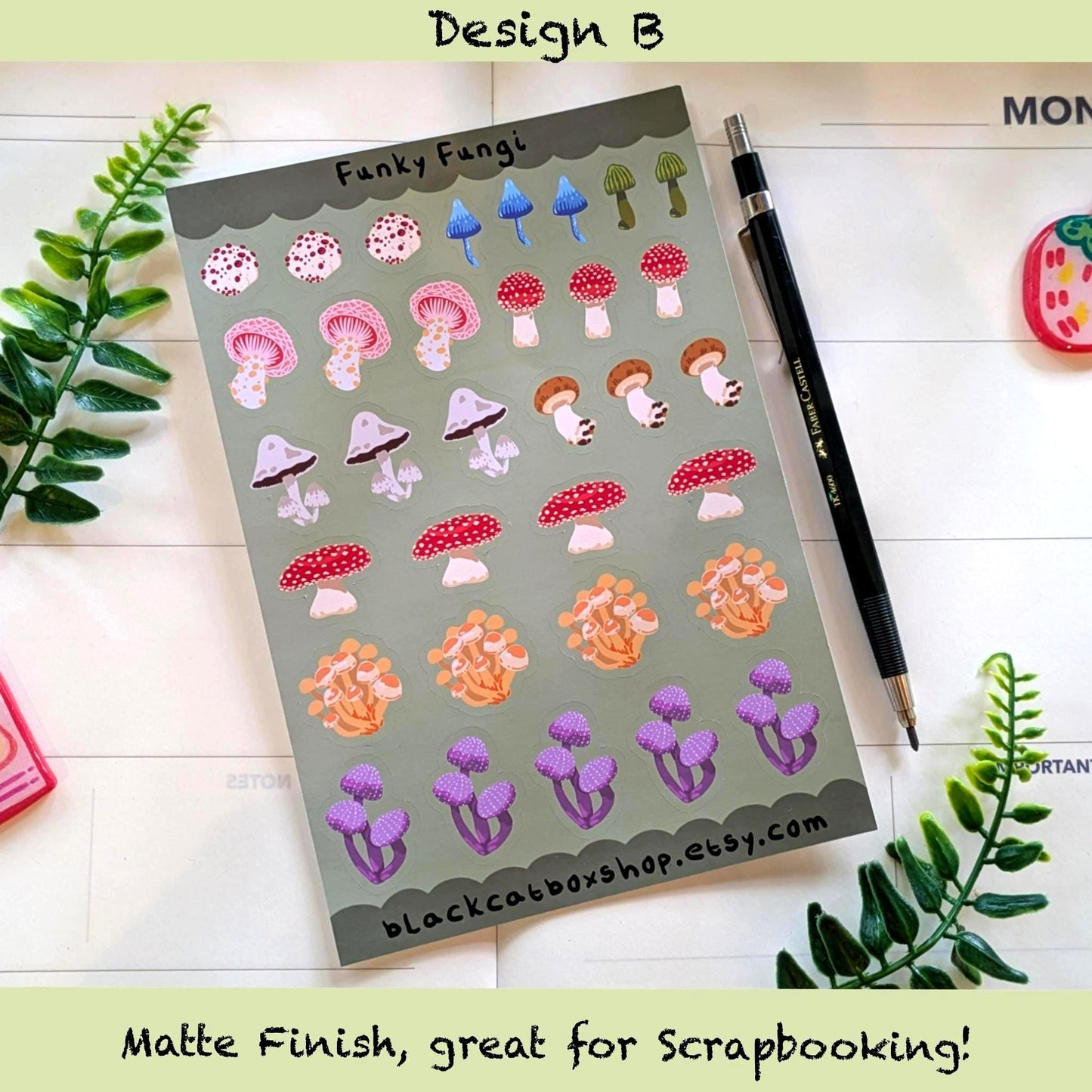 Funky Fungi Sticker Sheets- Mushroom Sticker Sheet, Fungi Stickers, Forest Stickers, Toadstool Stickers, Kawaii Stickers, Journal Stickers