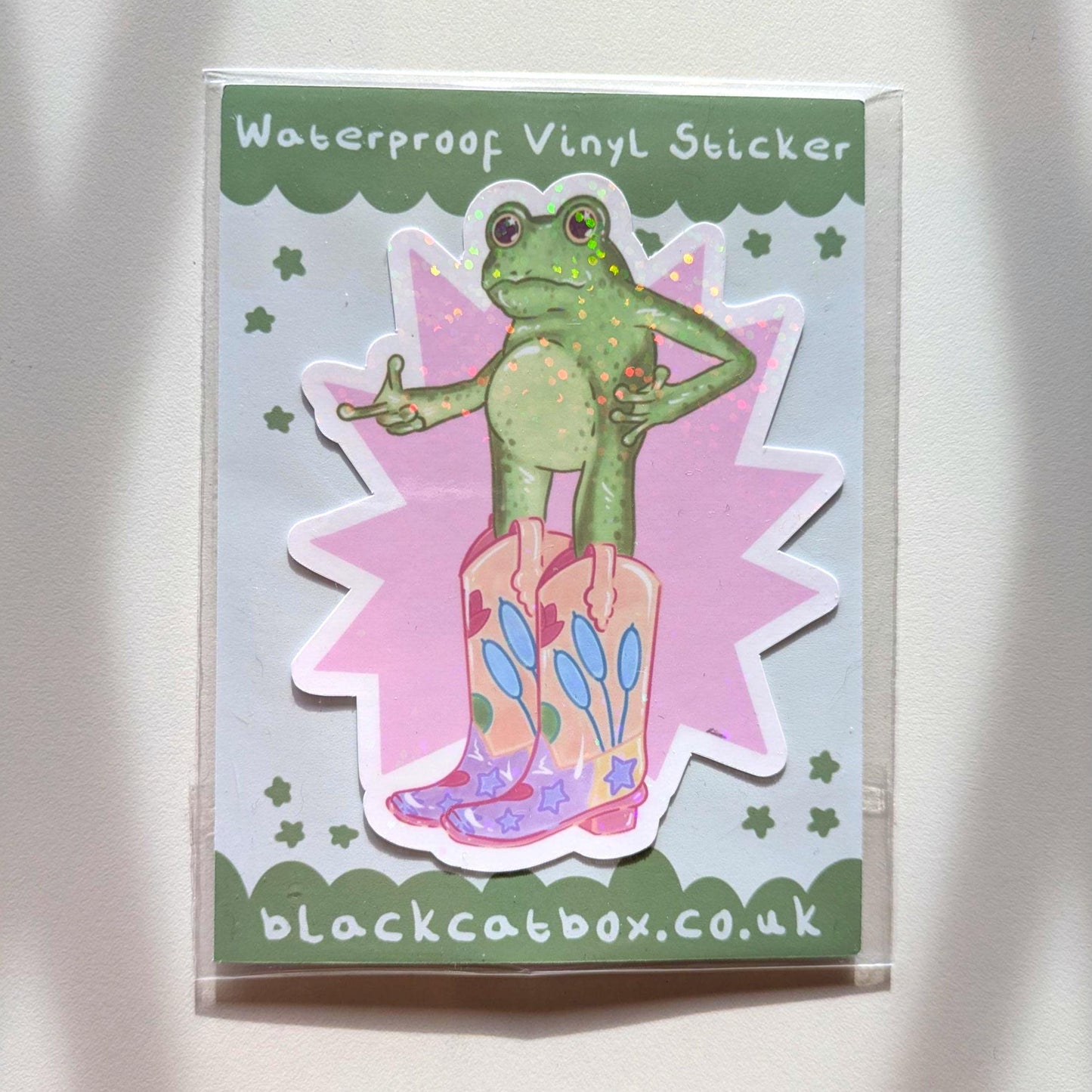 Cowboy frog waterproof Vinyl Sticker- kawaii sticker, laptop sticker, journal sticker, Frog sticker, Cowboy sticker
