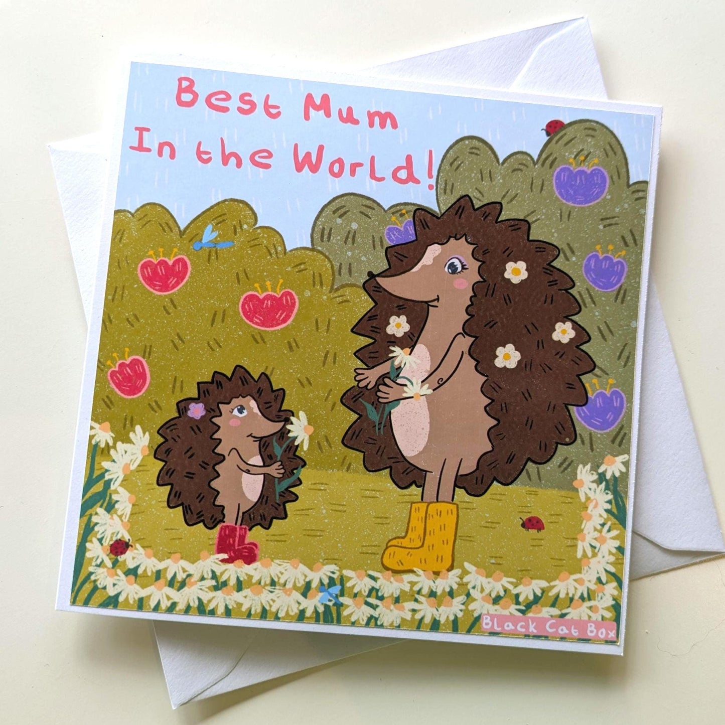 Hedgehog Mothers Day Cards -Best Mom Card, Grandma Card, Kids Mothers Day Card, Floral Mothers Day Card, Happy Mothers day Card
