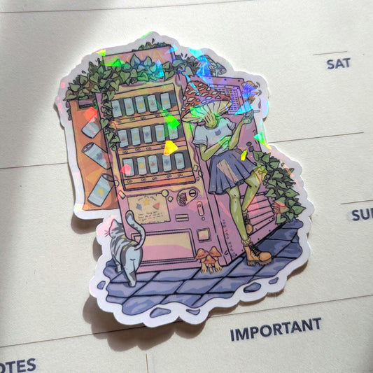 Waterproof Vinyl Sticker- Vending machine, soda can, Illustration sticker, Lo-fi aesthetic, Tokyo , Japanese aesthetic, Anime sticker