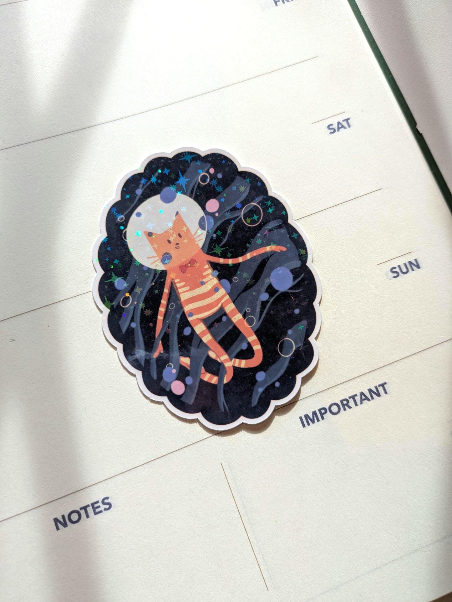 Space Cat Waterproof Vinyl sticker-kawaii sticker, laptop sticker, journal sticker, Cat sticker, Cat lover sticker