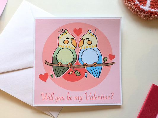 Love Bird valentines Card- BFF Valentines Cards, Galentines Cards, Palentines Cards, LGBTQ+ Valentines Cards, Inclusive love, Budgie Card
