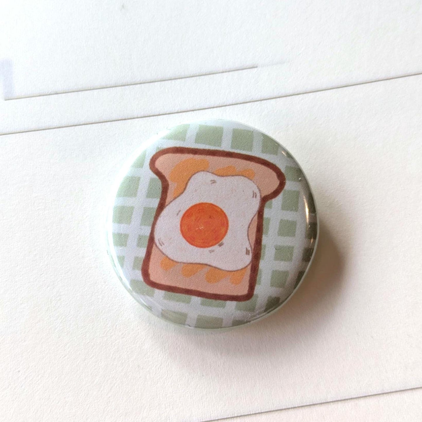 Toast Button Badges Set of 4 - Toast Badge, Beans on Toast badge, Bread Accessories, Food Pin Badge, Kawaii Food Pin Badge, Breakfast badge