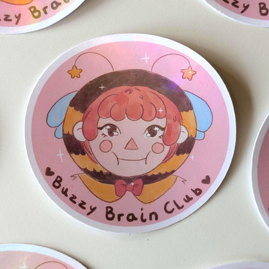 Buzzy Brain Club Sticker- ADHD Sticker, Autism Sticker, OCD Sticker, Anxiety Sticker, Neurodivergent Sticker, Mental Health Stickers